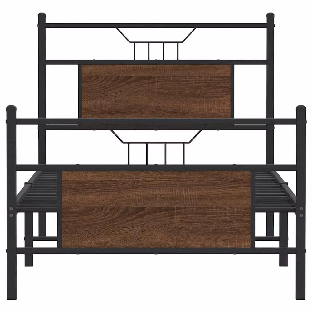 Berkfield Home Durable Bed Frame in Brown Oak, W/D/H: 80 x 200 cm – 3