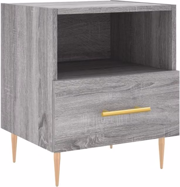 Berkfield Home Grey Sonoma Bedside Cabinet in Engineered Wood W/D/H: 40 x 35 x 47.5 cm – 1