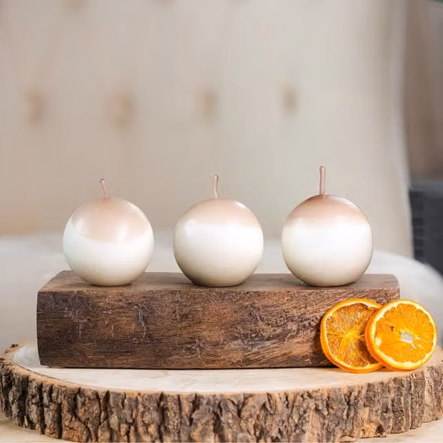 Marco Paul Sphere Candle Set of 3 in Brown and White