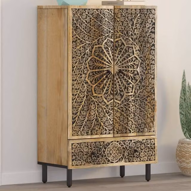 Berkfield Home Mango Wood Highboard in Brown, W/D/H: 60 x 33 x 100 cm – 1