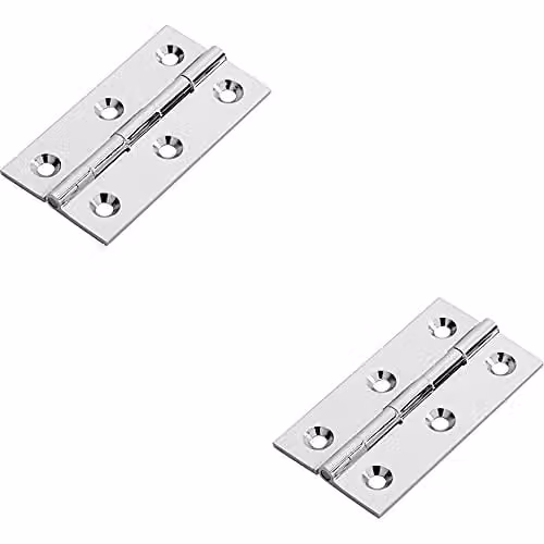 Loops 2 Pack Polished Chrome Screw-On Cabinet Hinges for Small Cupboard Doors W/D/H: 64 x 35 x 2 mm