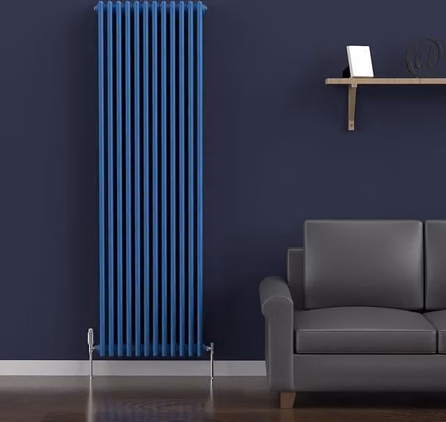 Lux Heat Vertical Coloured Column Radiator in Galaxy Blue, H 180 cm x W 56 cm