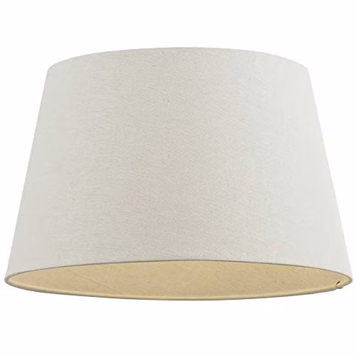 Loops Round Tapered Drum Lamp Shade in Beige Multicolour Linen Fabric, Diameter: 25.4 cm
