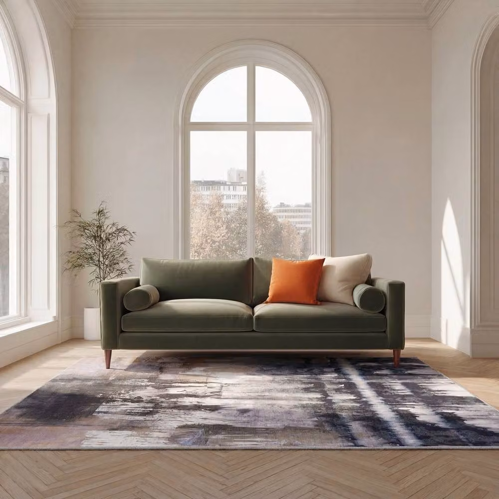 Kukoon Modern Abstract Machine Washable Soft Area Rug in Blue, Grey and Multicolour, W: 60 cm, L: 240 cm – 2
