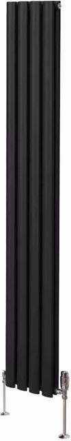 Monstershop Oval Column Radiator and Valves in Black, H 180 cm x W 24 cm