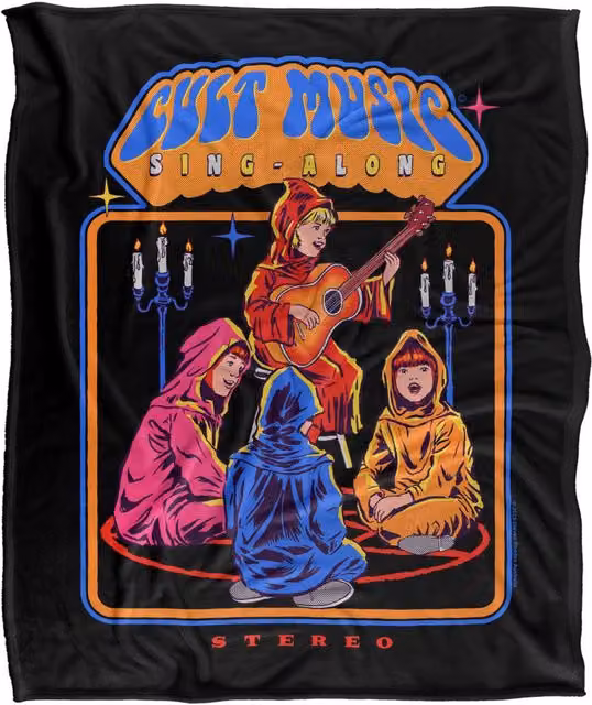 Steven Rhodes Cult Music Singalong Super Soft Fleece Throw Blanket, Multicolour, W/D/H: 152 x 127 cm