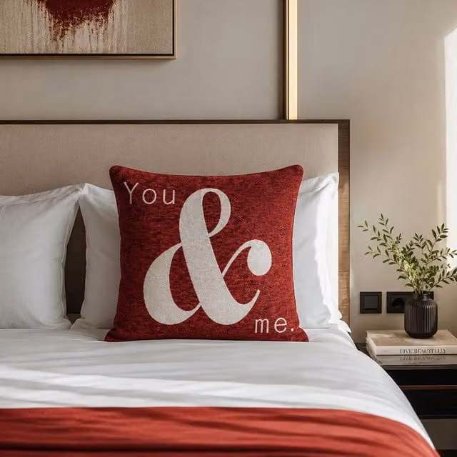 Orsina You & Me Red Chenille Square Cushion, W/D/H: 45 x 45 x 45 cm – 3