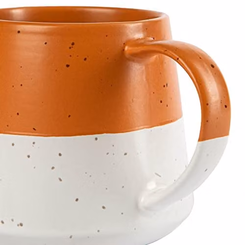 Nicola Spring Ceramic Stoneware Coffee Mug Set, Pack of 4, 370ml, Orange and Pink – 2