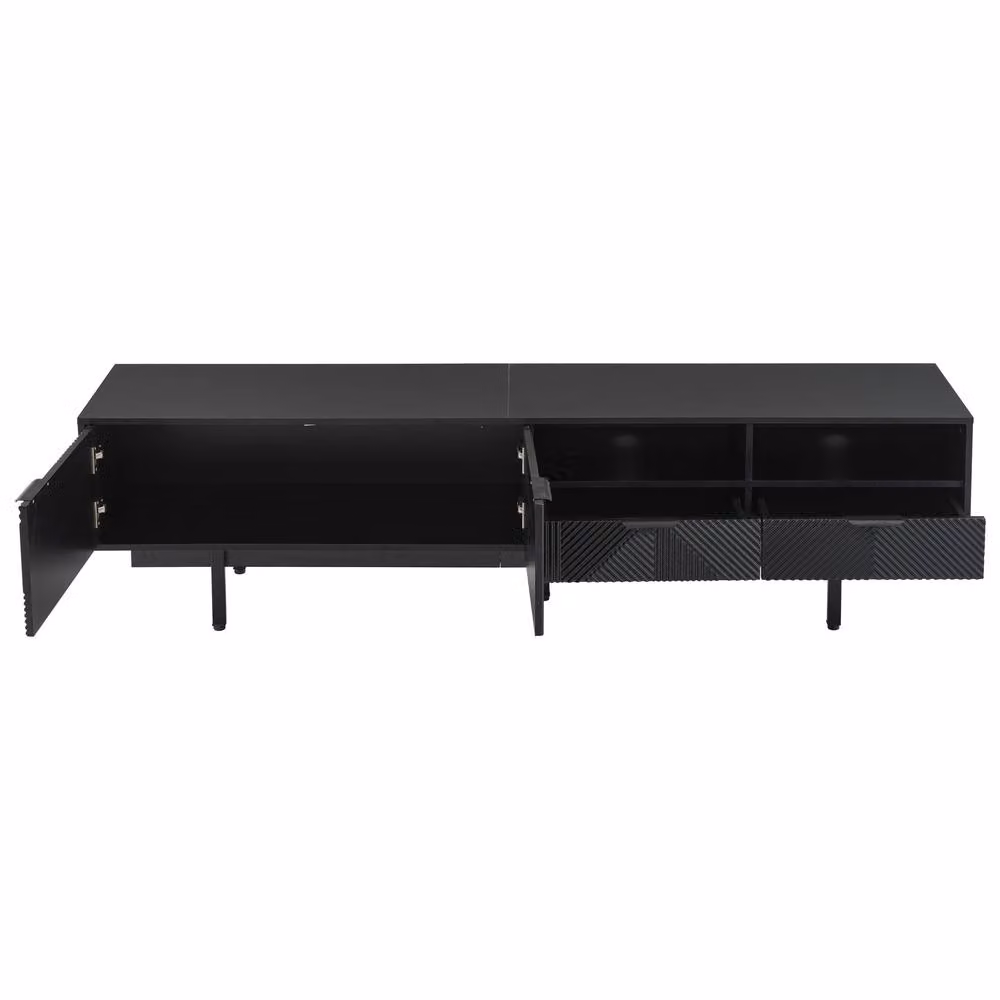 Rolipo Modern Bohemian Black Matt TV Stand, 200 cm – 7