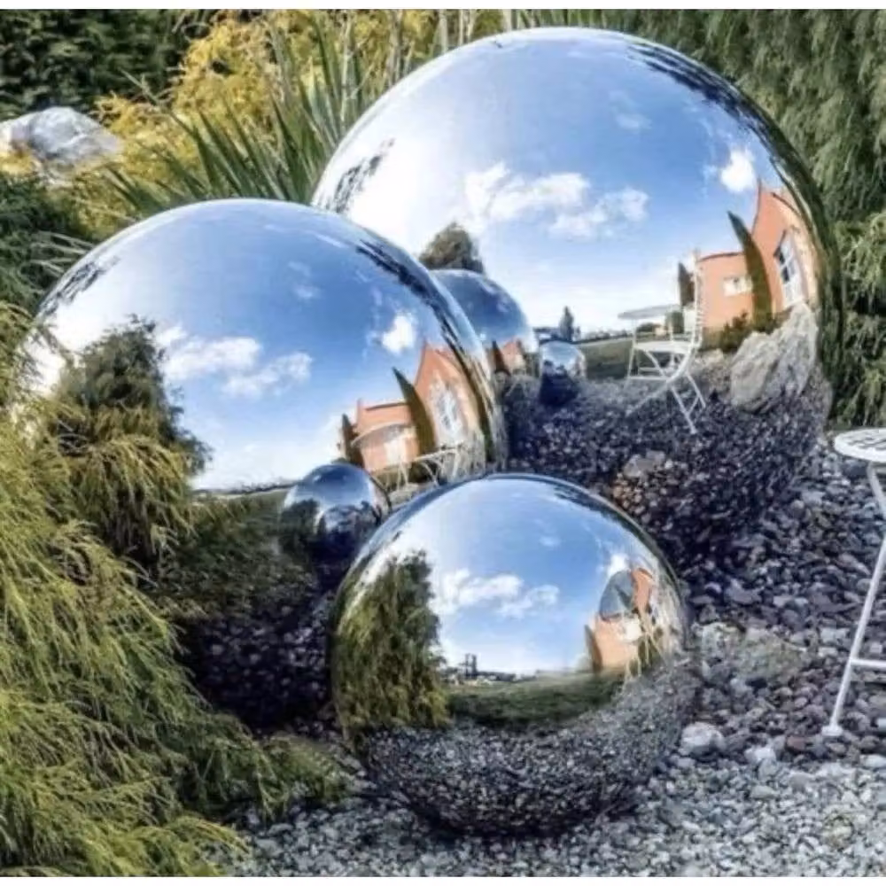 FLAVORA 3 Piece Stainless Steel Mirror Reflective Garden Spheres in Silver – 2