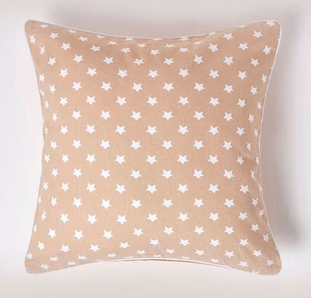 Homescapes Cotton Stars Rectangular Cushion Cover in Beige and White, W/H: 30 x 50 cm – 1