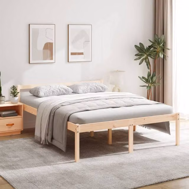 Berkfield Home Modern Solid Wood Pine Bed Frame, Brown, W: 160 cm, L: 200 cm