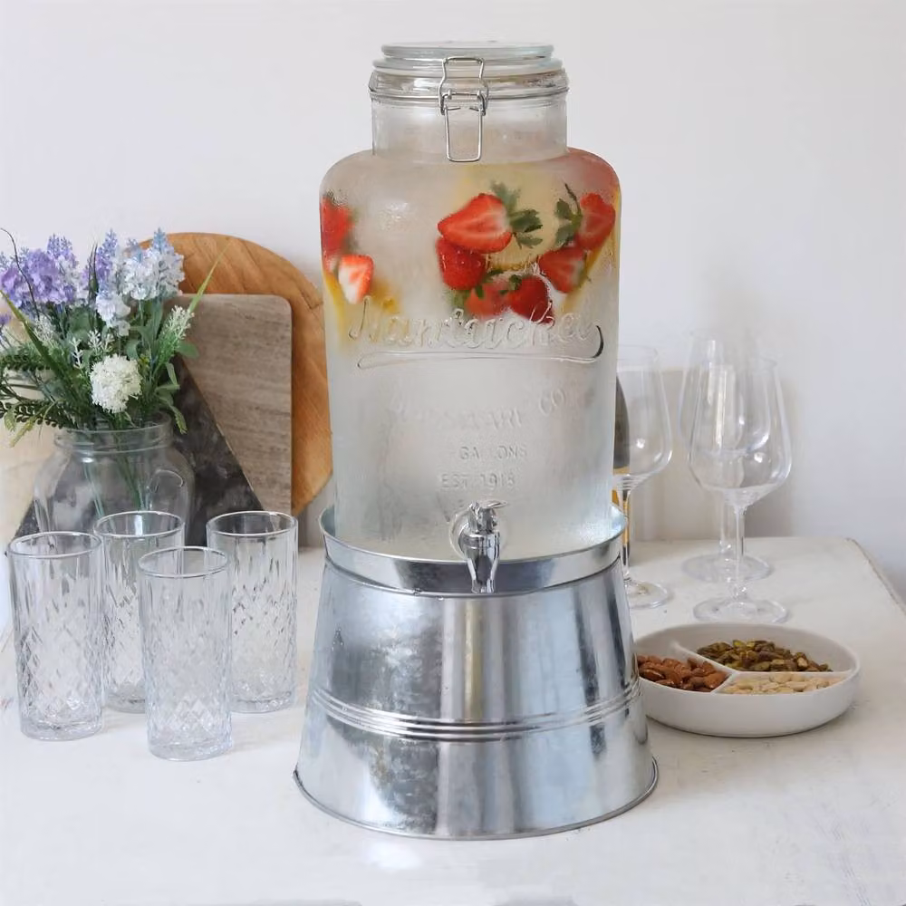 Rink Drink Silver Glass Drinks Dispensers with Tap and Bucket Stand, 8.7 l, 2 Pack – 2