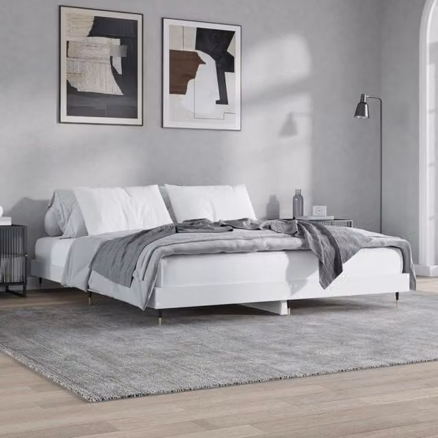 Berkfield Home Modern White Bed Frame in Engineered Wood, 200 x 200 cm – 1