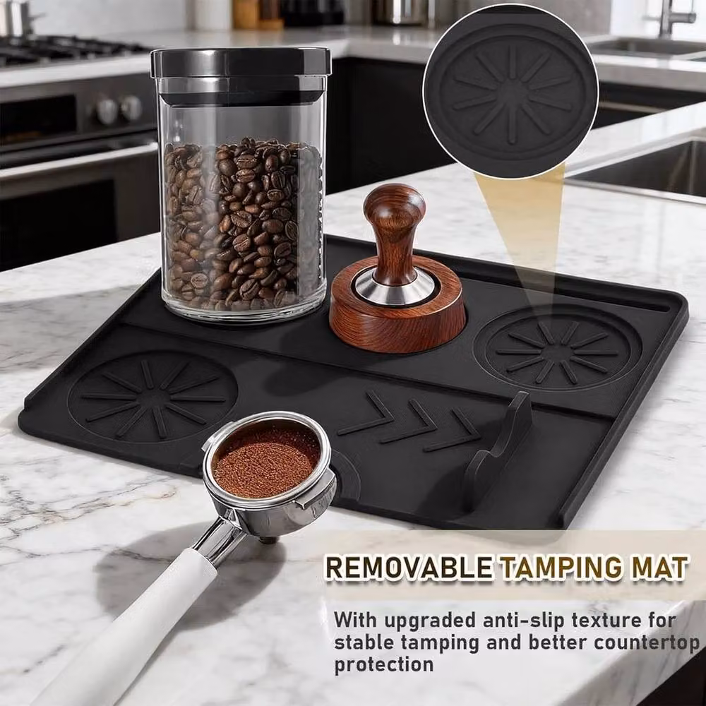 PAWNORA Black Silicone Rectangular Coffee Tamping Mat – 4