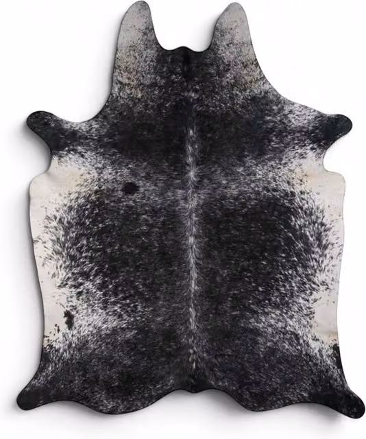 Infinity Leather Natural Cowhide Hairon Rug in Black and White, W 180 cm x D 220 cm