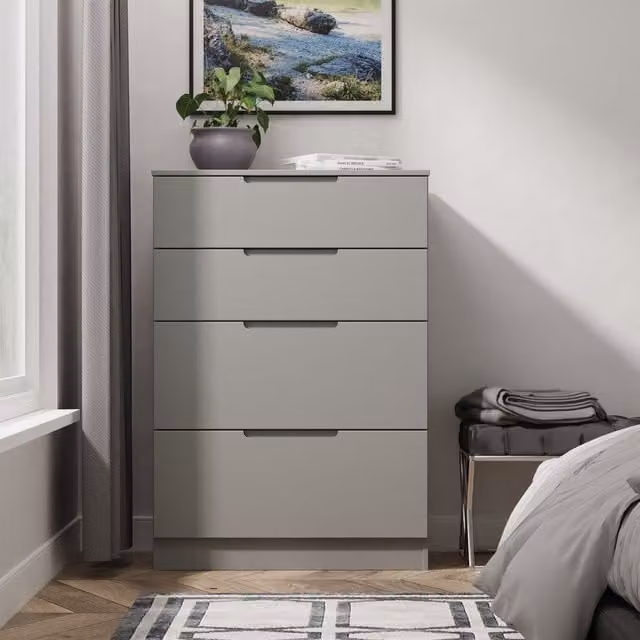 2 U Lucca 4 Drawer Deep Chest in Dark Grey
