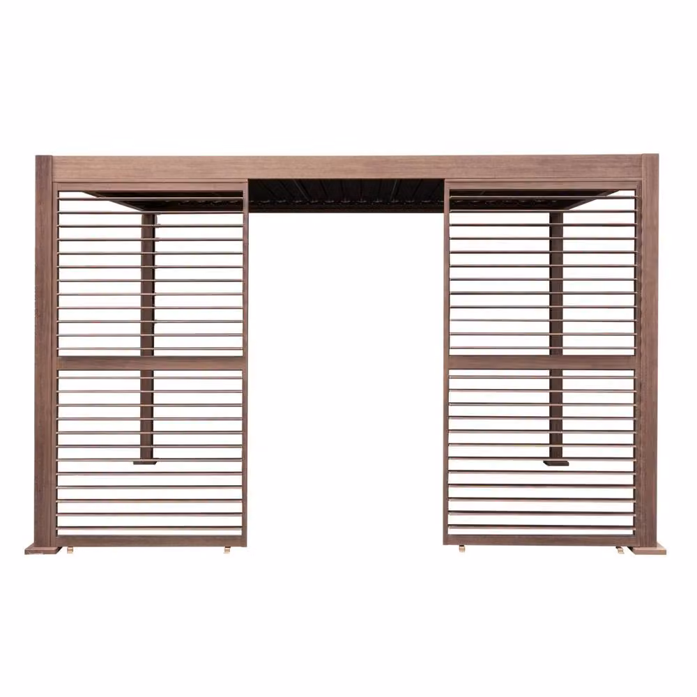 Monstershop Aluminium Pergola Shutter Panel with Wood Effect in Terracotta, Width: 123 cm – 2