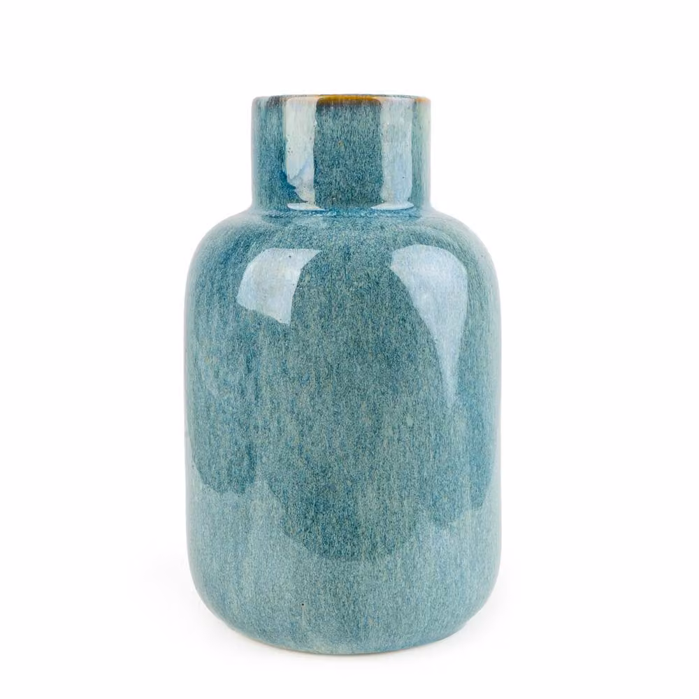 Madison & Mayfair Blue Ceramic Reactive Glaze Bottle Vase, H 25.2 cm x W 15.0 cm x D 15.0 cm – 2