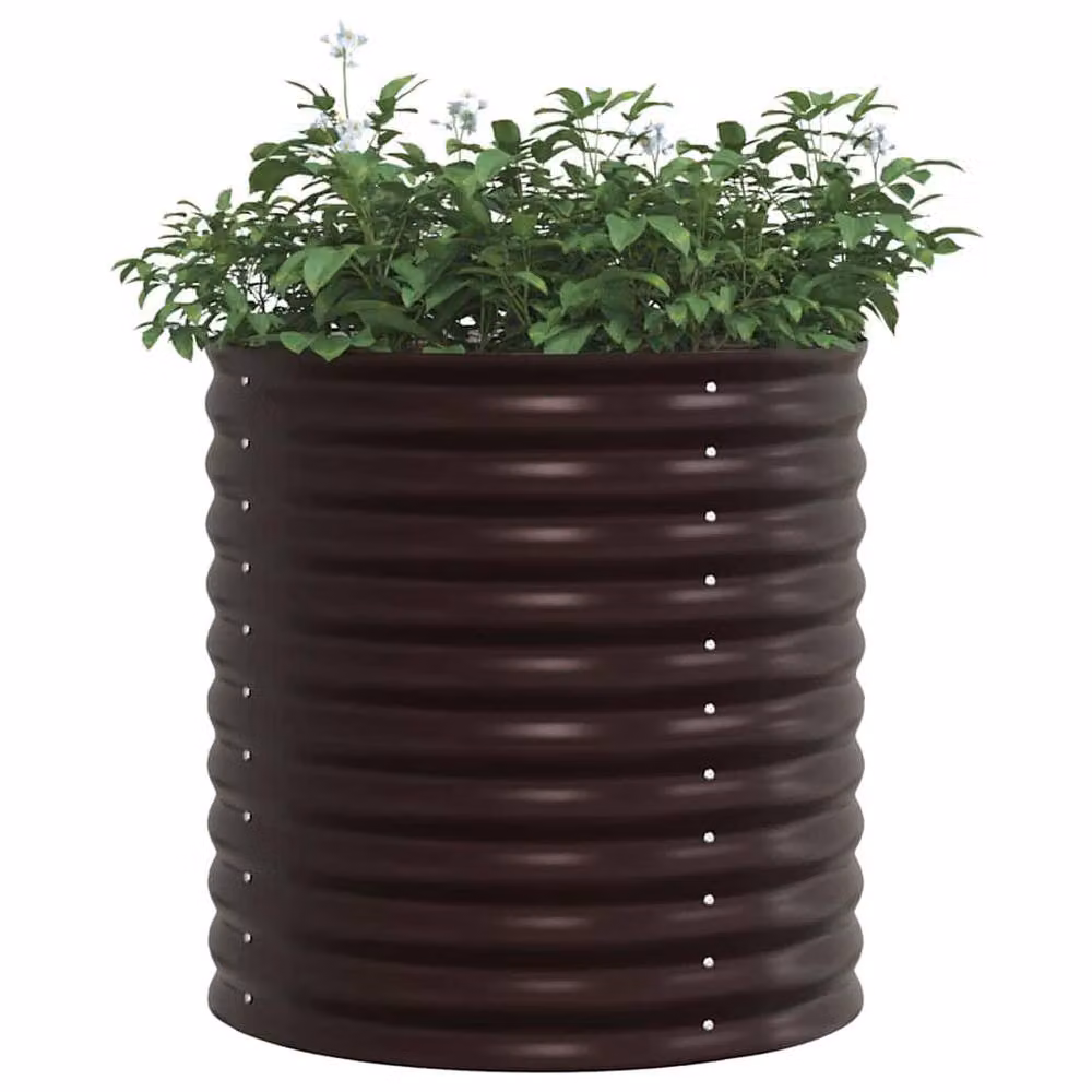 Berkfield Home Garden Brown Galvanised Steel Raised Bed W/D/H: 80 x 80 x 81 cm – 3