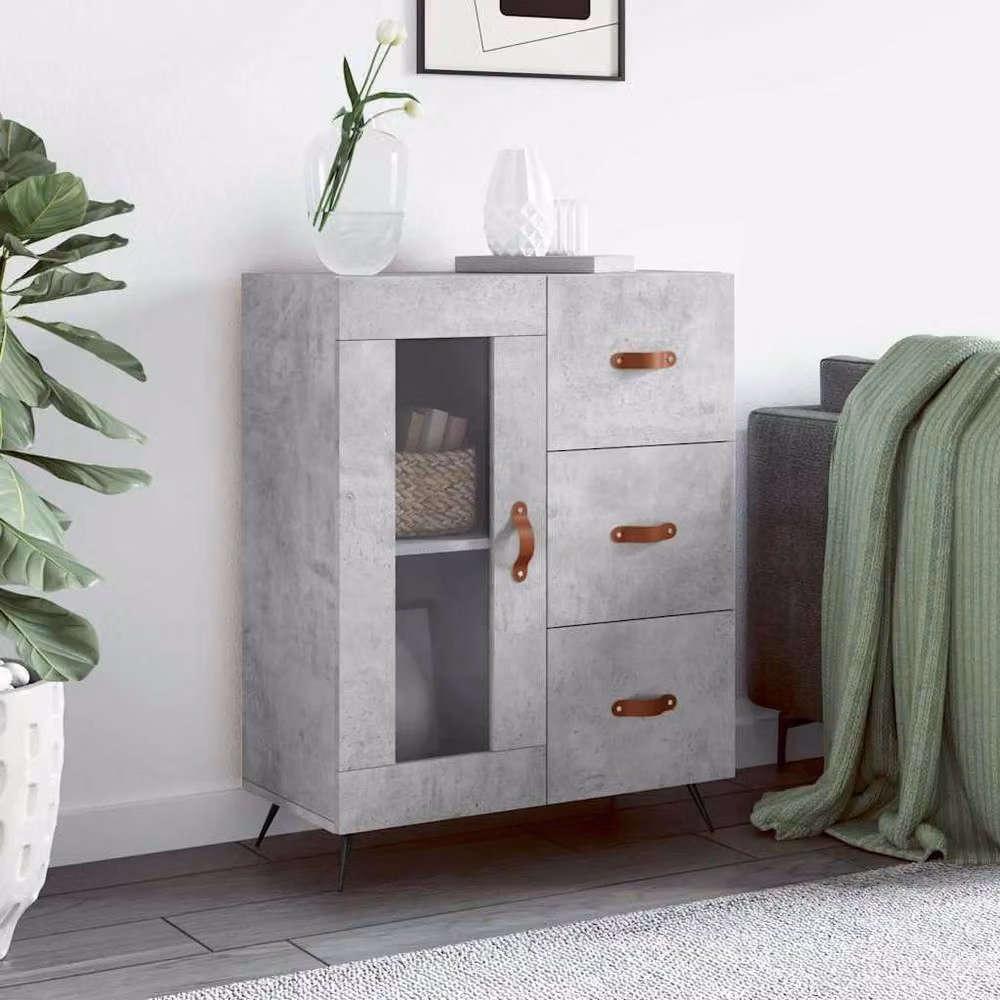 Berkfield Home Sideboard in Concrete Grey, W/D/H: 69.5 x 34 x 90 cm – 2