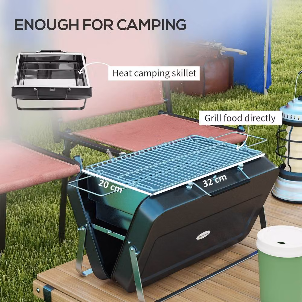 Rolipo Metal Portable Tabletop Charcoal BBQ Grill, Black, W/D/H: 30 x 30 x 28 cm – 7