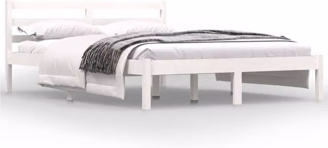 Berkfield Home Small Double Solid Wood Pine Bed Frame, White, W/D/H: 120 x 190 x 69.5 cm – 1