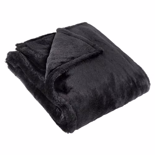 Riva Home Kallu Reversible Double-Sided Faux Fur Throw in Black, W/D/H: 130 x 180 cm