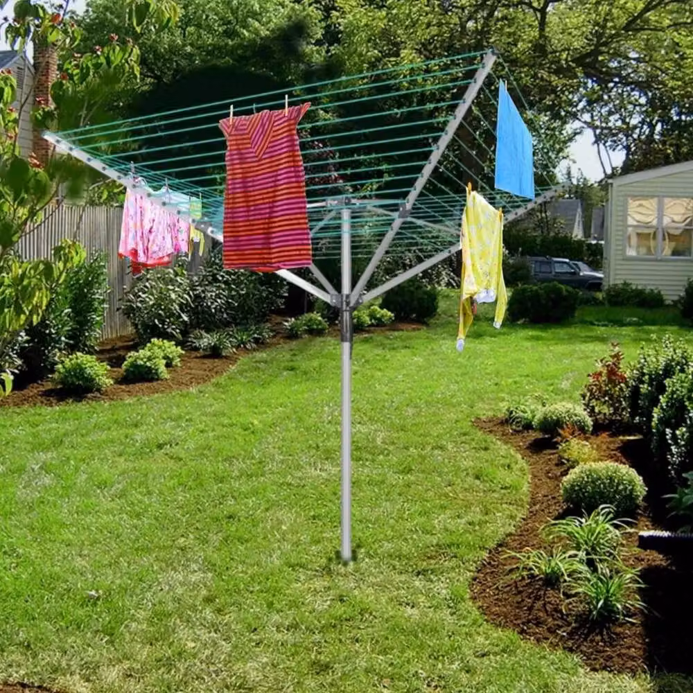 FLAVORA Heavy Duty 4 Arm Rotary Airer in Silver, UV Resistant Steel and Plastic, W/D/H: 100 x 15 x 220 cm – 3