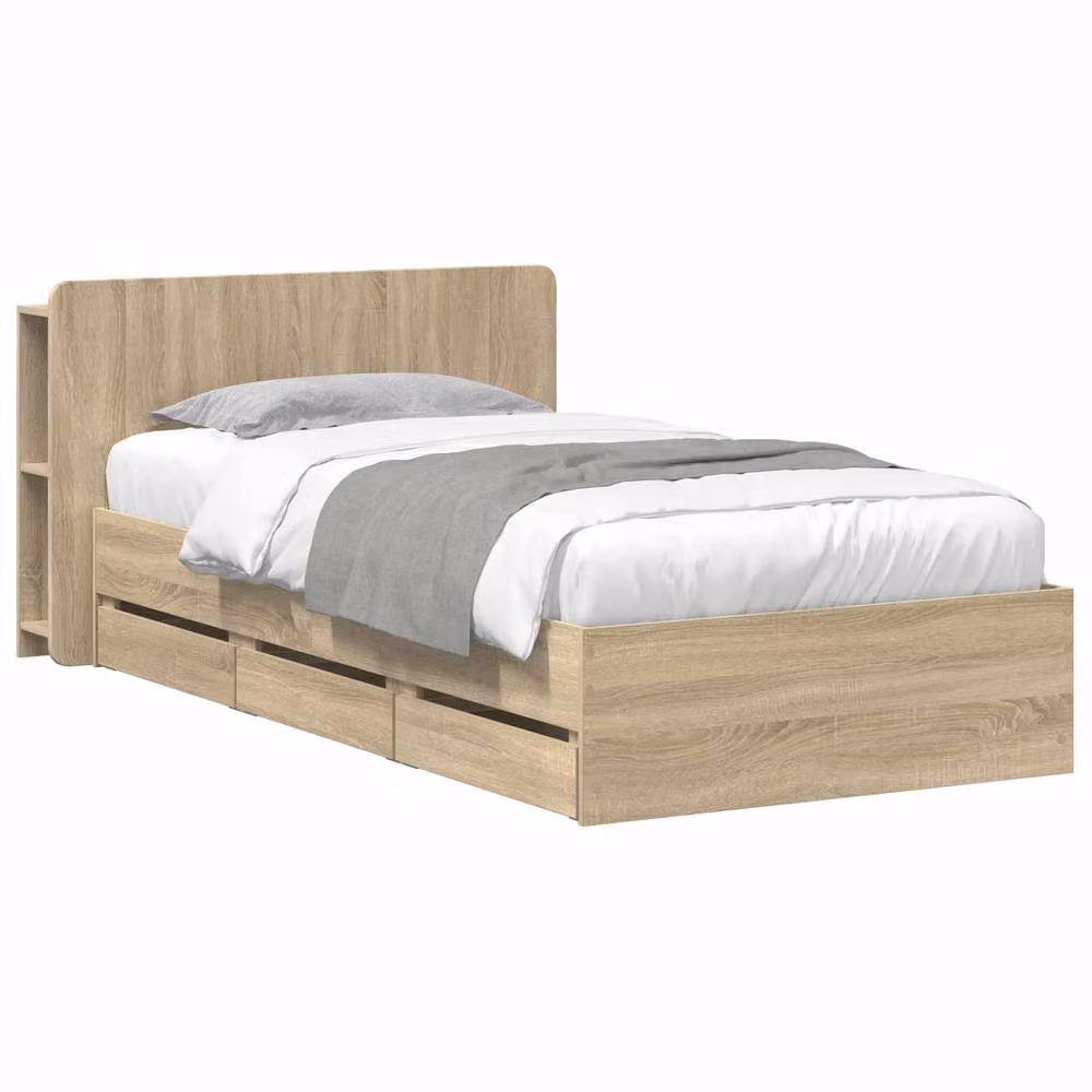 Berkfield Home Modern Bed Frame with Storage Drawers in Sonoma Oak Brown, W: 80 cm, L: 200 cm – 2