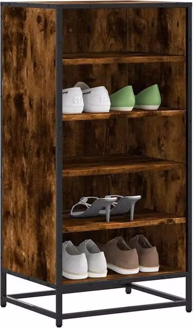 Berkfield Home Smoked Oak Shoe Rack in Brown, W/D/H: 48 x 38 x 97.5 cm