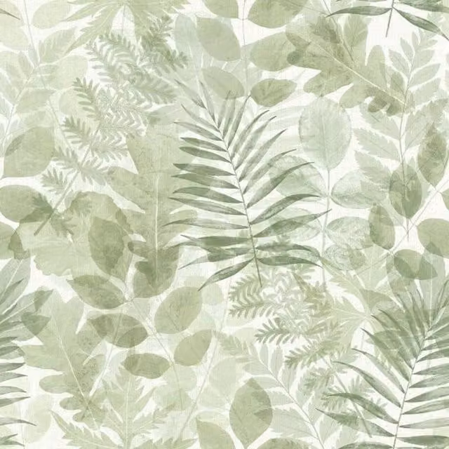 Catherine Lansfield Leaves Muriva Botanical Floral Wallpaper in Green Matt Finish