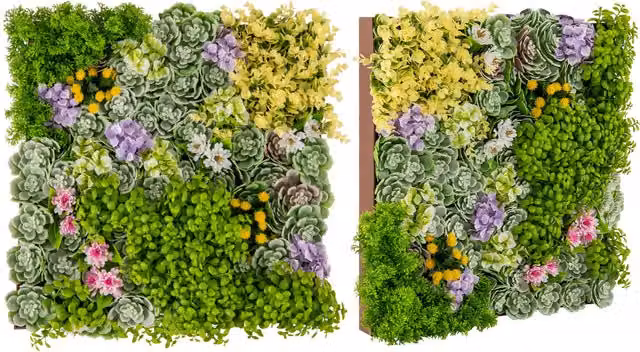 COSTWAY 2 Pack Green Artificial Floral Wall Panels with Hanging Leaves