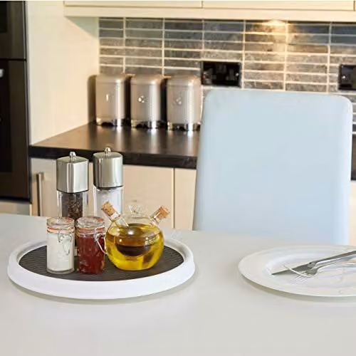 Copco Basics Lazy Susan Turntable and Kitchen Cupboard Organiser, Diameter: 30 cm, White/Grey – 4