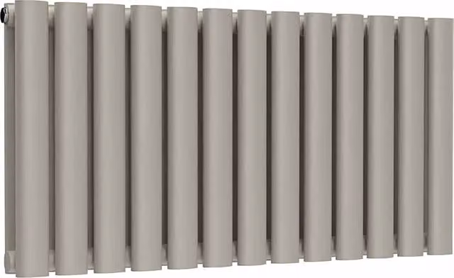 Lux Heat Oval Horizontal Double Radiator in Dune Grey, W: 78.0 cm, H: 40.0 cm