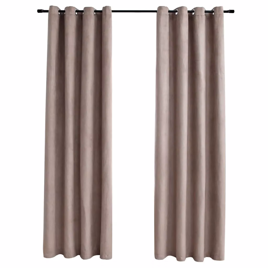Berkfield Home Blackout Curtains with Metal Eyelets, 2 Pack, Taupe, W: 140 cm, H: 225 cm – 2