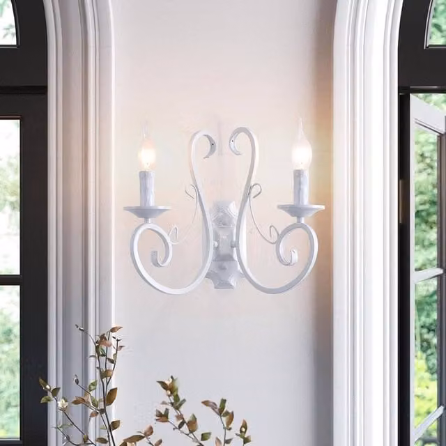 NIVOR Vintage Metal Wall Sconces in White, 2 Pack, E14, 2 Lights – 1