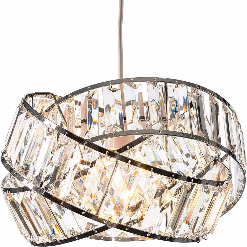 EONLION Modern Intertwined Ring Crystal Light Shade in Clear and Chrome – 2