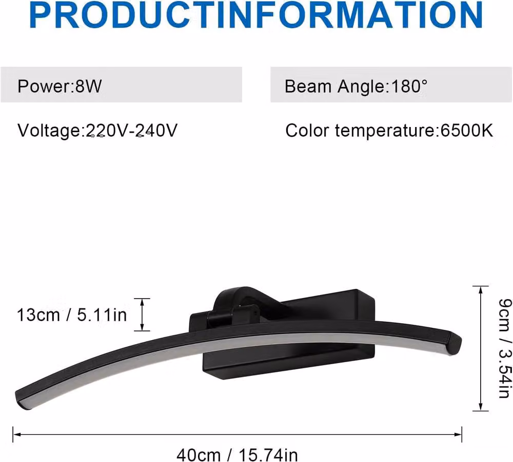 COMELY LED Indoor Wall Light, 8W IP44 Waterproof Modern Bathroom Light in Black with Cool White Light – 3