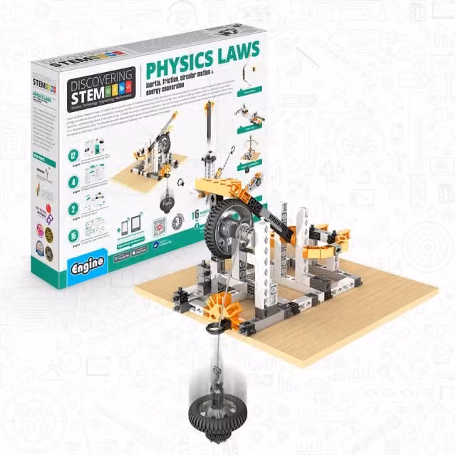 Engino Discovering Stem Newton's Laws and Inclined Planes Science Kit in White and Multicolour