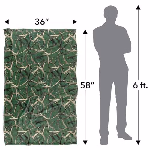 JQ Licensing Deer Antlers Hunting Pattern Super Soft Fleece Throw Blanket, W/D/H: 91 x 147 cm, Multicolour – 4