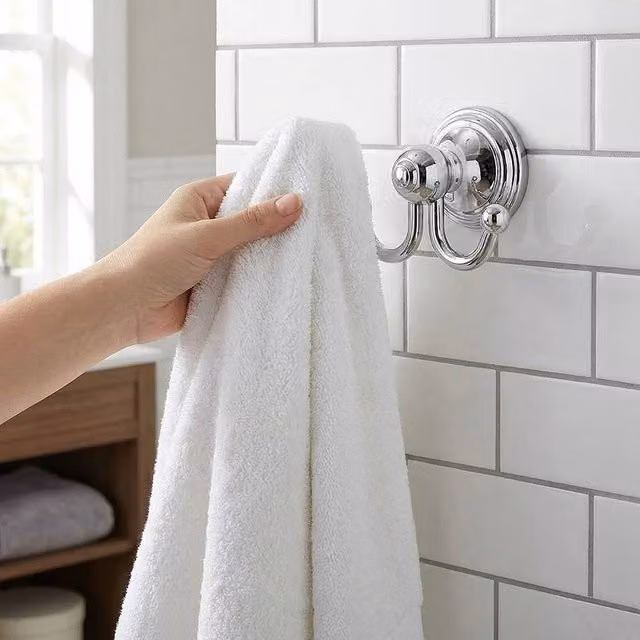 Havendro Double Robe Towel Hook in Chrome Silver