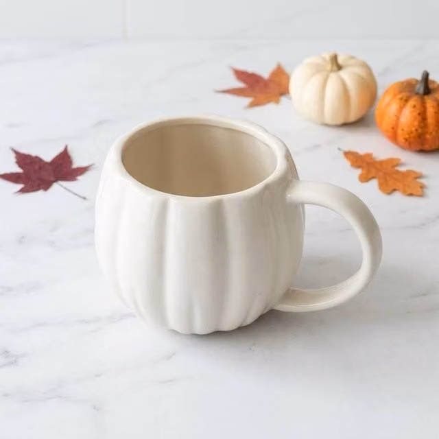 Garden Greatness Shaped Pumpkin Ceramic Mug in White and Multicolour