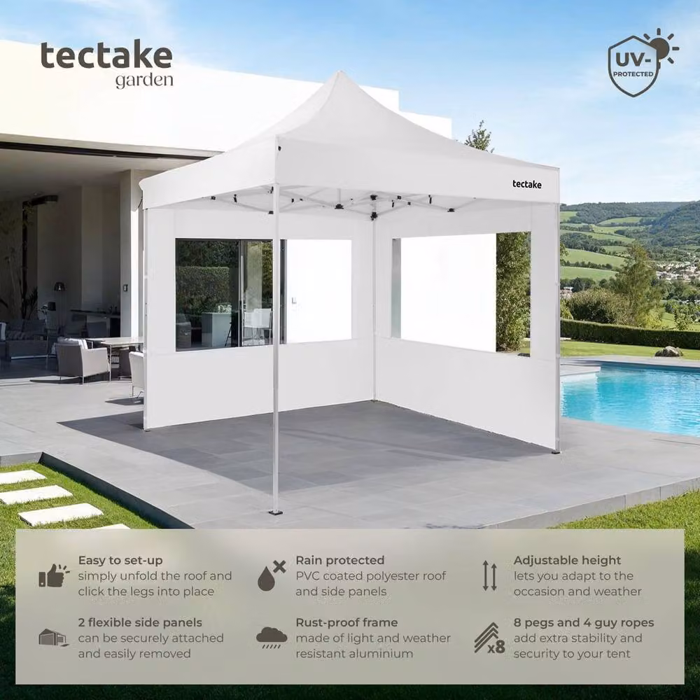 tectake Olivia Gazebo in White with Stainless Steel and Metal Frame, W/D/H: 300 x 300 x 300 cm – 2