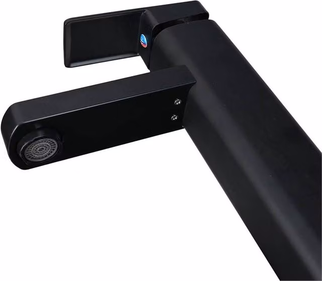 Nordara Matt Black Modern Tall High Rise Basin Mixer Tap for Countertop Bathrooms – 1