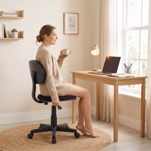 HOMCOM Black Fabric Armless Task Chair with 360 Degree Swivel and Castors – 8