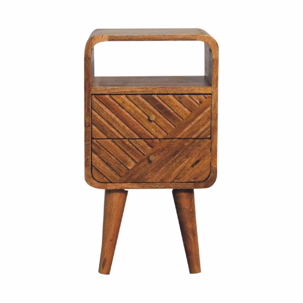 Wyld Haus Alberobello Small Curved Mango Wood Bedside Table in Brown – 2