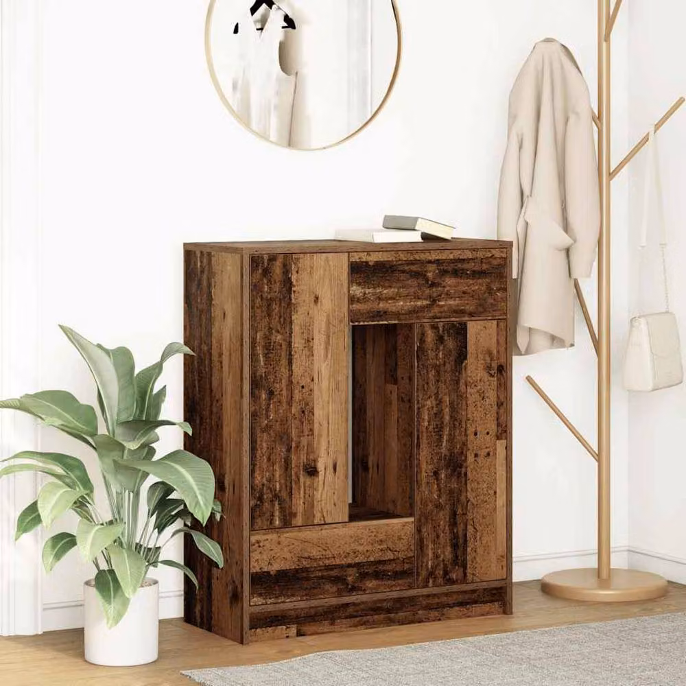 Berkfield Home Rustic Sideboard with Drawers and Doors in Brown, W/D/H: 73 x 31 x 90 cm – 2
