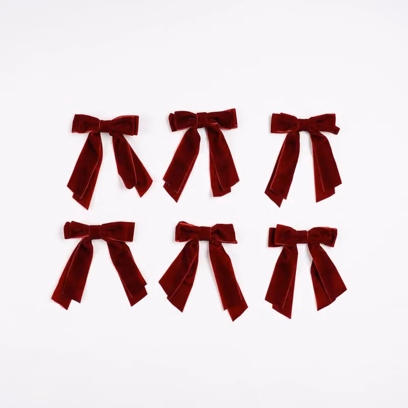 Scottish Everlastings Ltd Set of 6 Red Velvet Clip-On Christmas Bows – 2