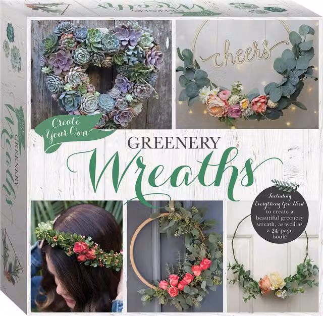Hinkler Craft Maker Greenery Wreath Kit with Flowers and Leaves in Green